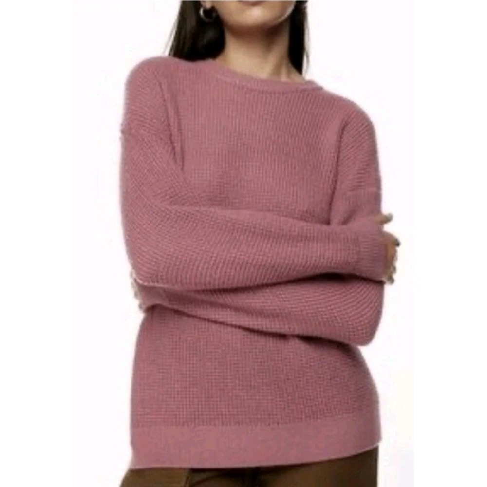 Aerie Ribbed Knit Oversized Mauve Pink Sweater Sz S Womans Lounge Crew Pullover